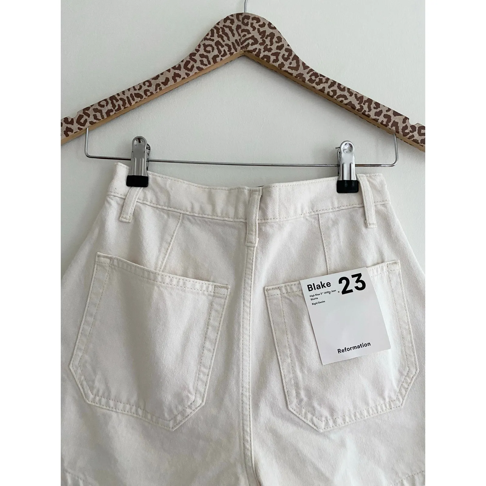 REFORMATION Blake High Waist Utility Denim Shorts in Fior Di Latte Size 23 - Image 8