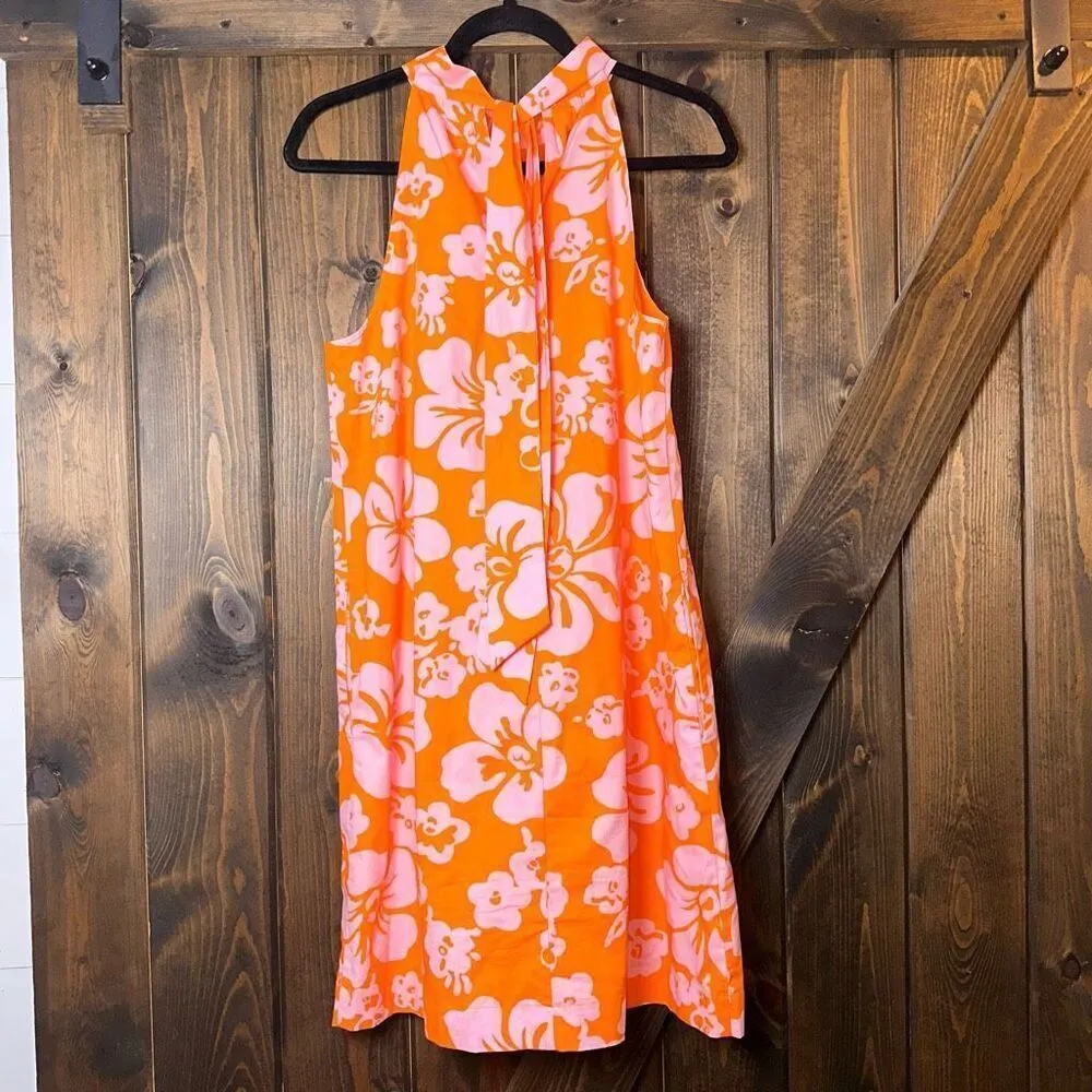 NWOT J. Crew Tie Neck Mini Shift Dress Orange Size 8 - Image 6