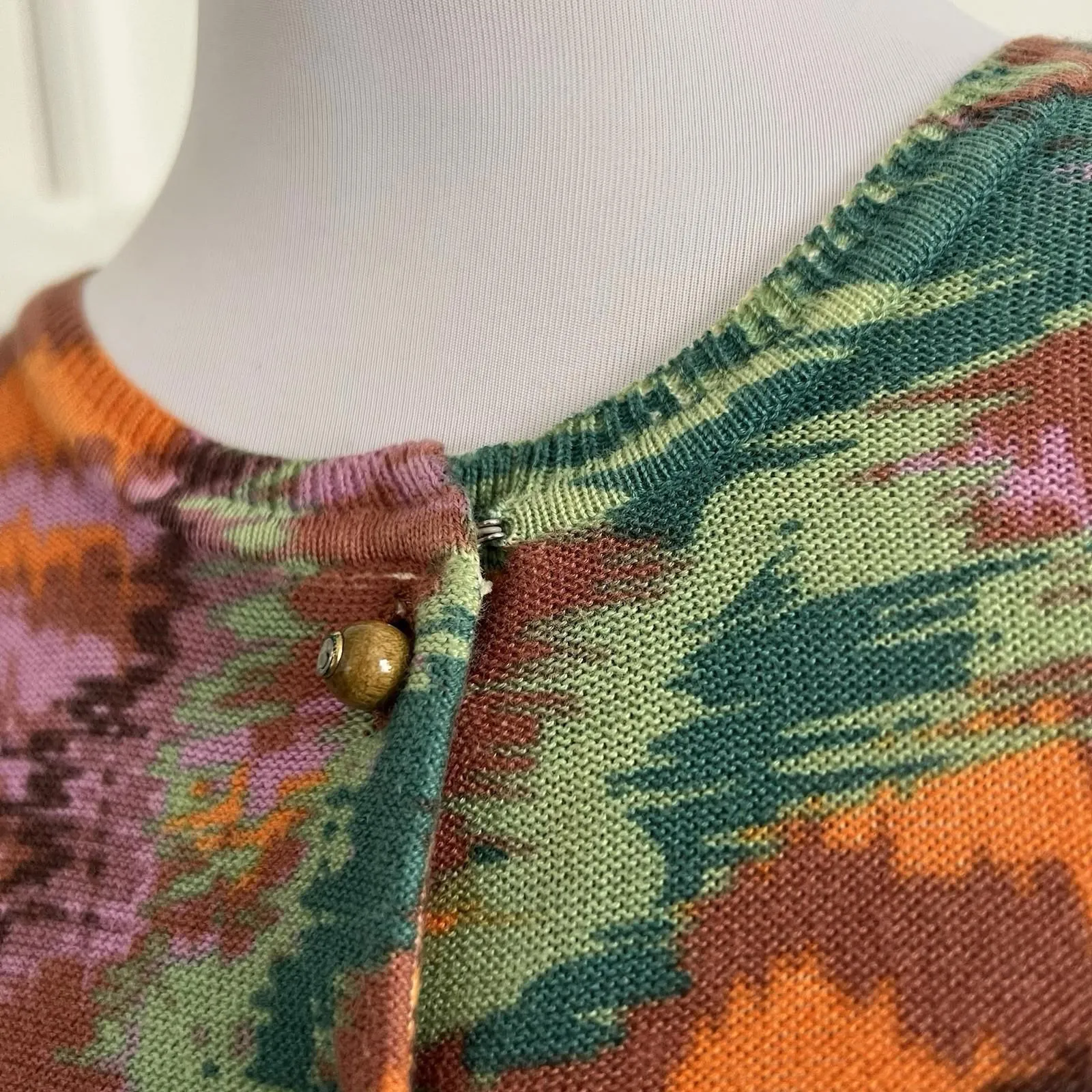 Plenty by Tracy Reese 100% Cotton Knit Cardigan S Multi-Color Zig Zag Boho - Image 5