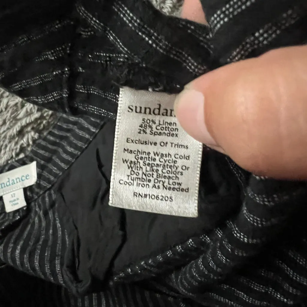 Sundance Linen Blend Striped Sierra Pants, Black, Size 12 Black - Image 10