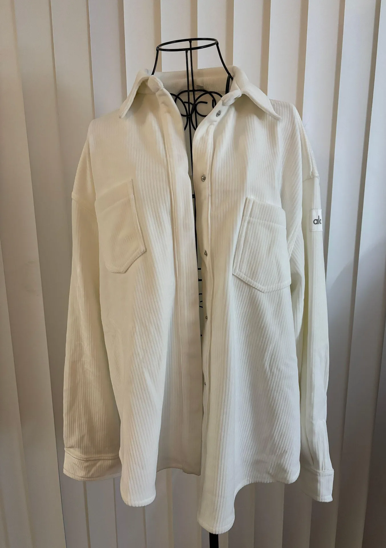 Ribbed Velour Mountain Side Shacket - Ivory - Image 6