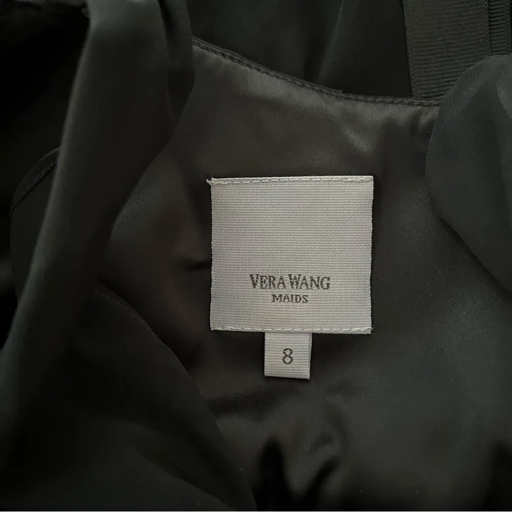 Vera Wang Maids Empire Waist Pleated Black Chiffon  Dress, Sz 8 - Image 11