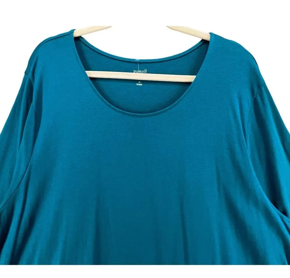 J Jill Pure Jill Wrap Tunic 4XL Teal Blue Scoop Neck 3/4 Sleeve Top Coastal Cozy Size 4X - Image 3