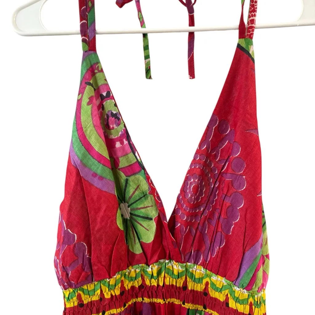 Vibrant Red and Green Halter Dress Size undefined - Image 2