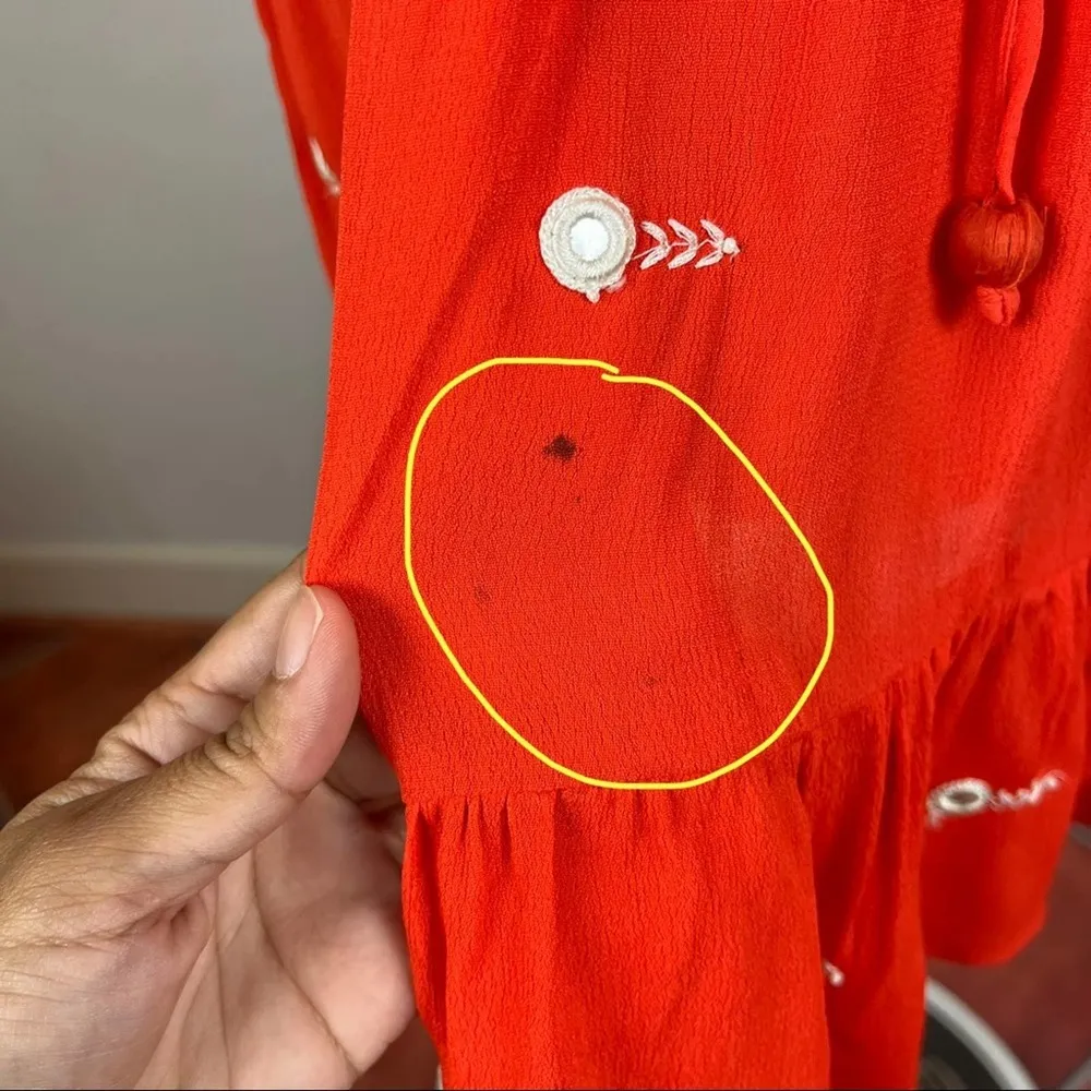 Anthropologie Leifnotes Orange Circle Dot Midi Dress - Image 5