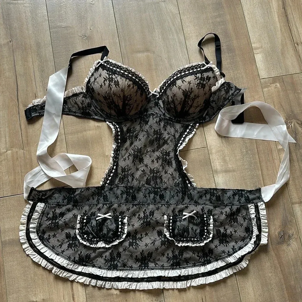 Victoria's Secret Sexy little things French Maid Baby Doll Lingerie Sz 34D - Image 5
