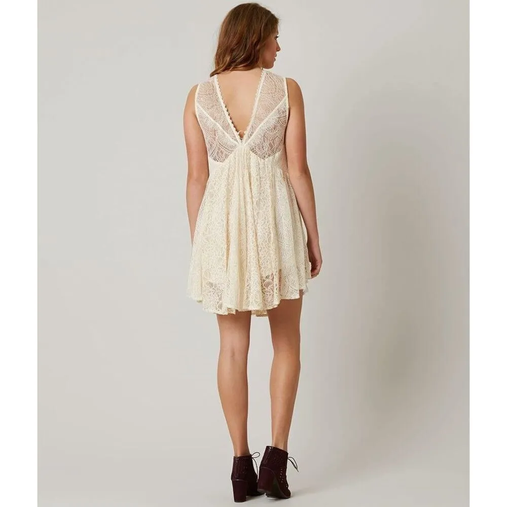 ✨FREE PEOPLE Don't You Dare Sz Medium Dress in Neutral Combo✨ - Image 6