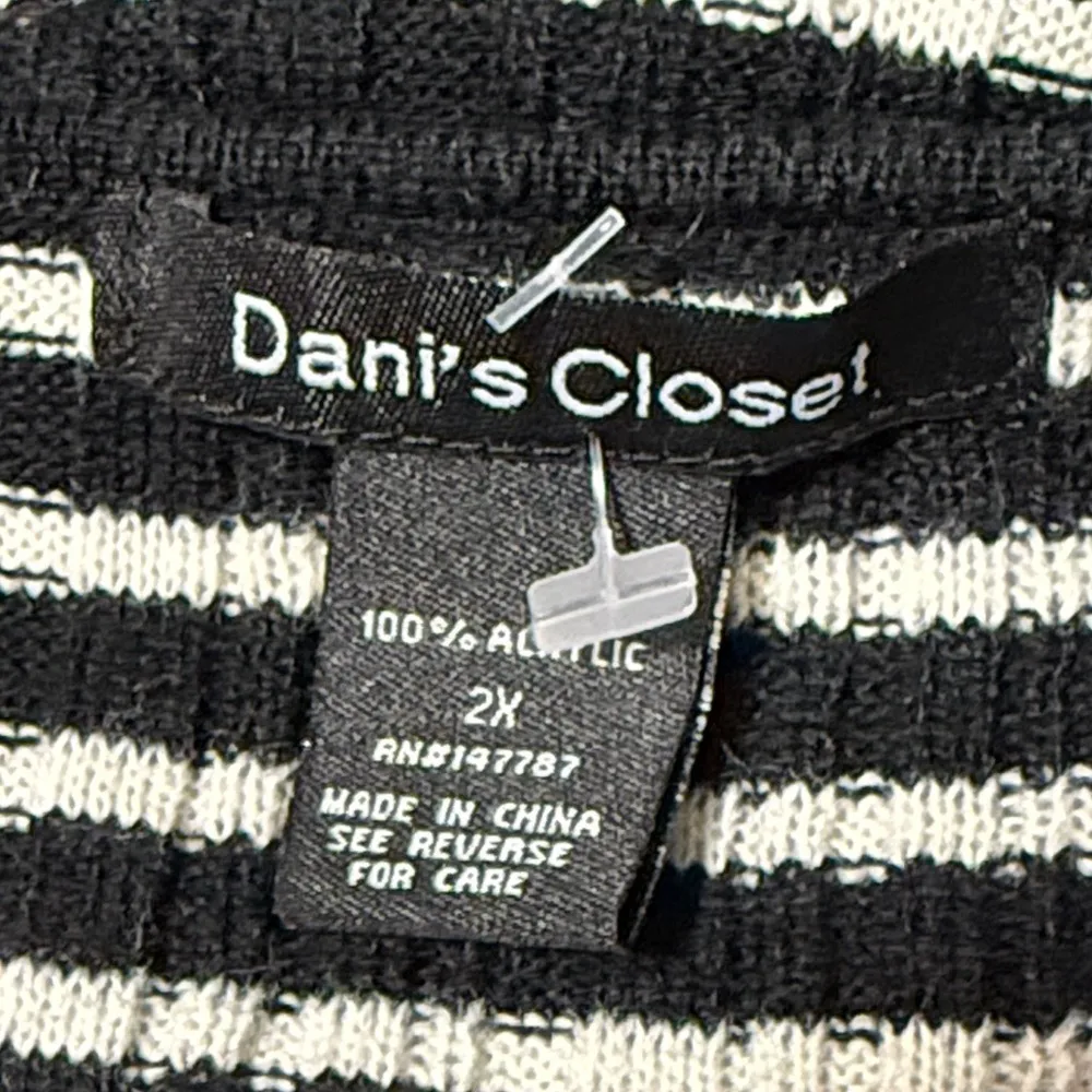 Dani's Closet‎ Women's Ribbed Striped Long Sleeve Maxi Sweater Dress Size 2X Black - Image 3