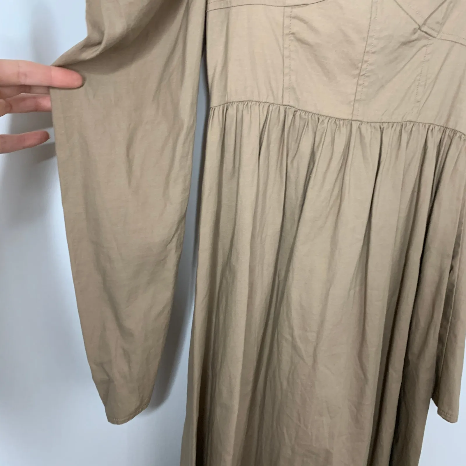 Reformation Luce Long Sleeve Stretch Khaki Midi Dress Womens 0 - Image 9