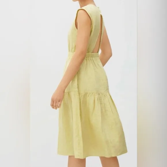 Everlane The Linen Open Back Yellow Dress - Image 2
