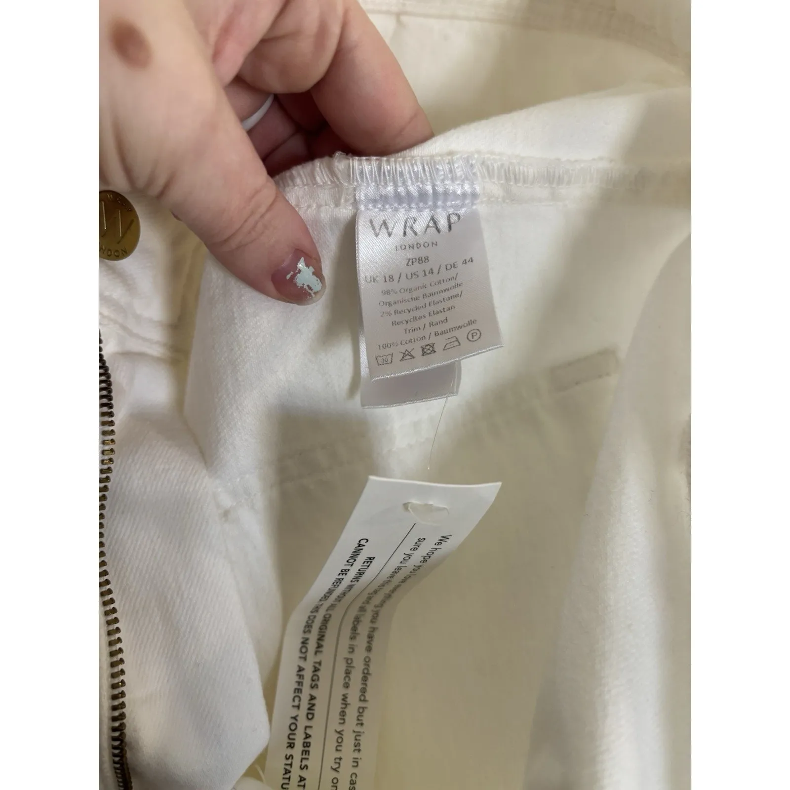 NWT Wrap London White Cropped Wide Leg Trousers Size 14 Organic Cotton - Image 6