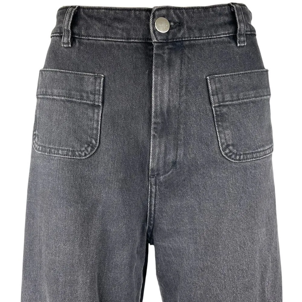 & Other Stories Women's Black High Waisted Wide Leg  Flared Denim Jeans Size 29 - Image 4