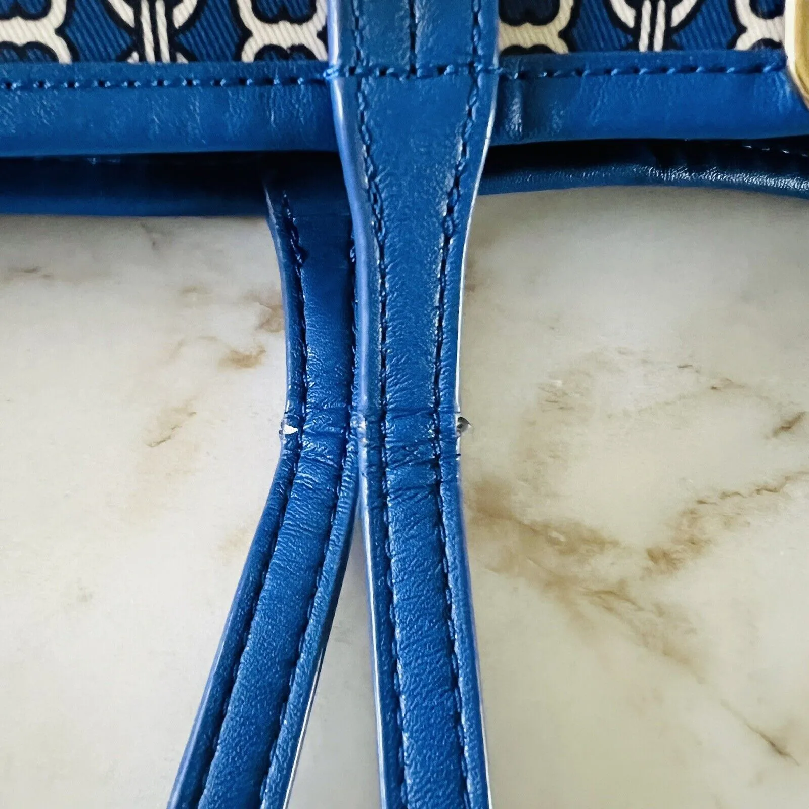 TORY BURCH Blue White Stripe Gemini Link Tote Bag - Image 7