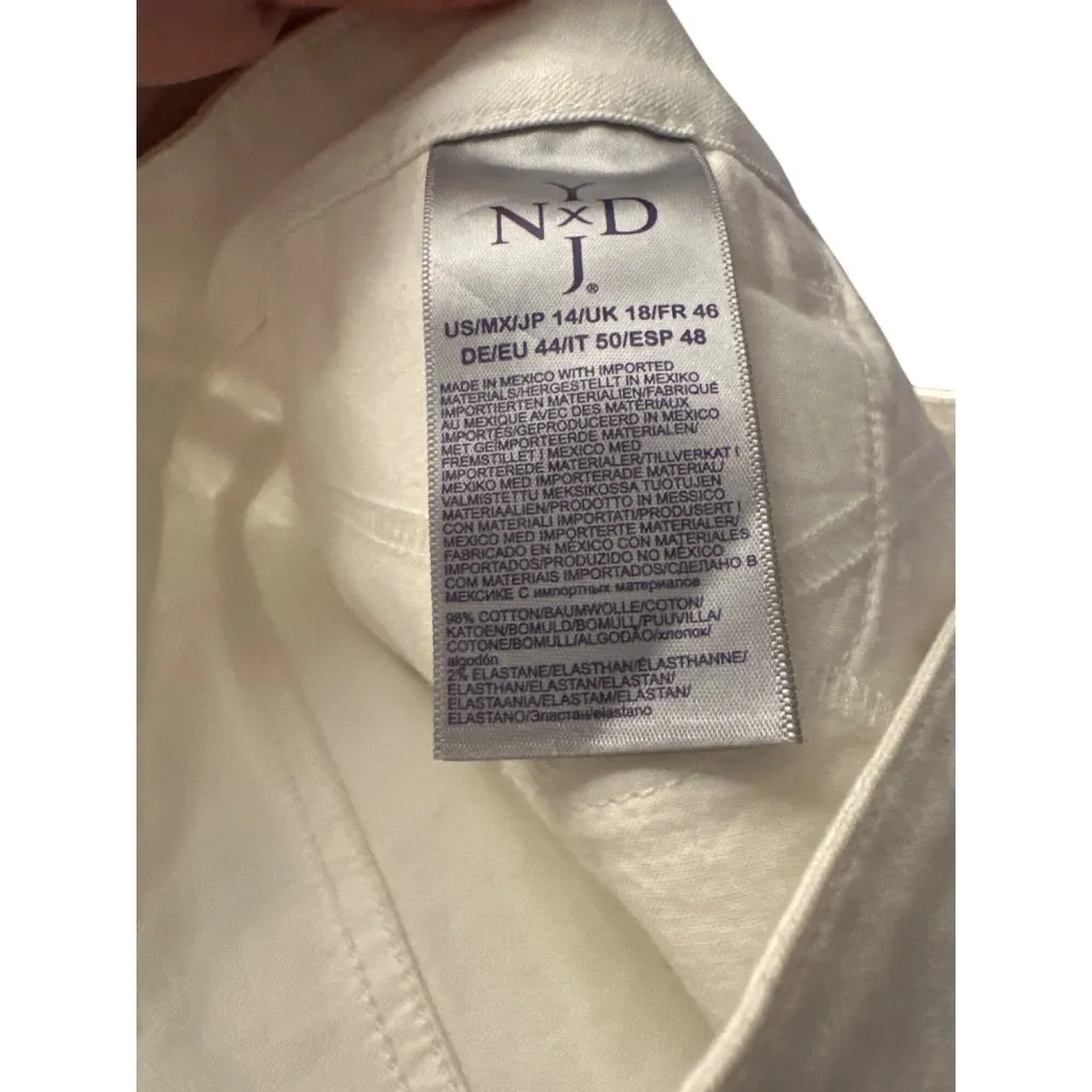 NYDJ Size 14 Missy Irregular White Straight-Leg Jeans Cotton Blend - Image 5