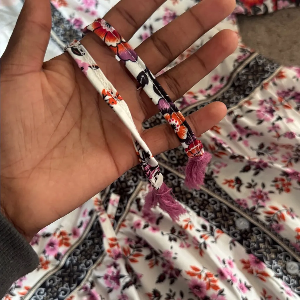 Multicolor Floral Button Down Maxi Dress SIZE L Size L - Image 3