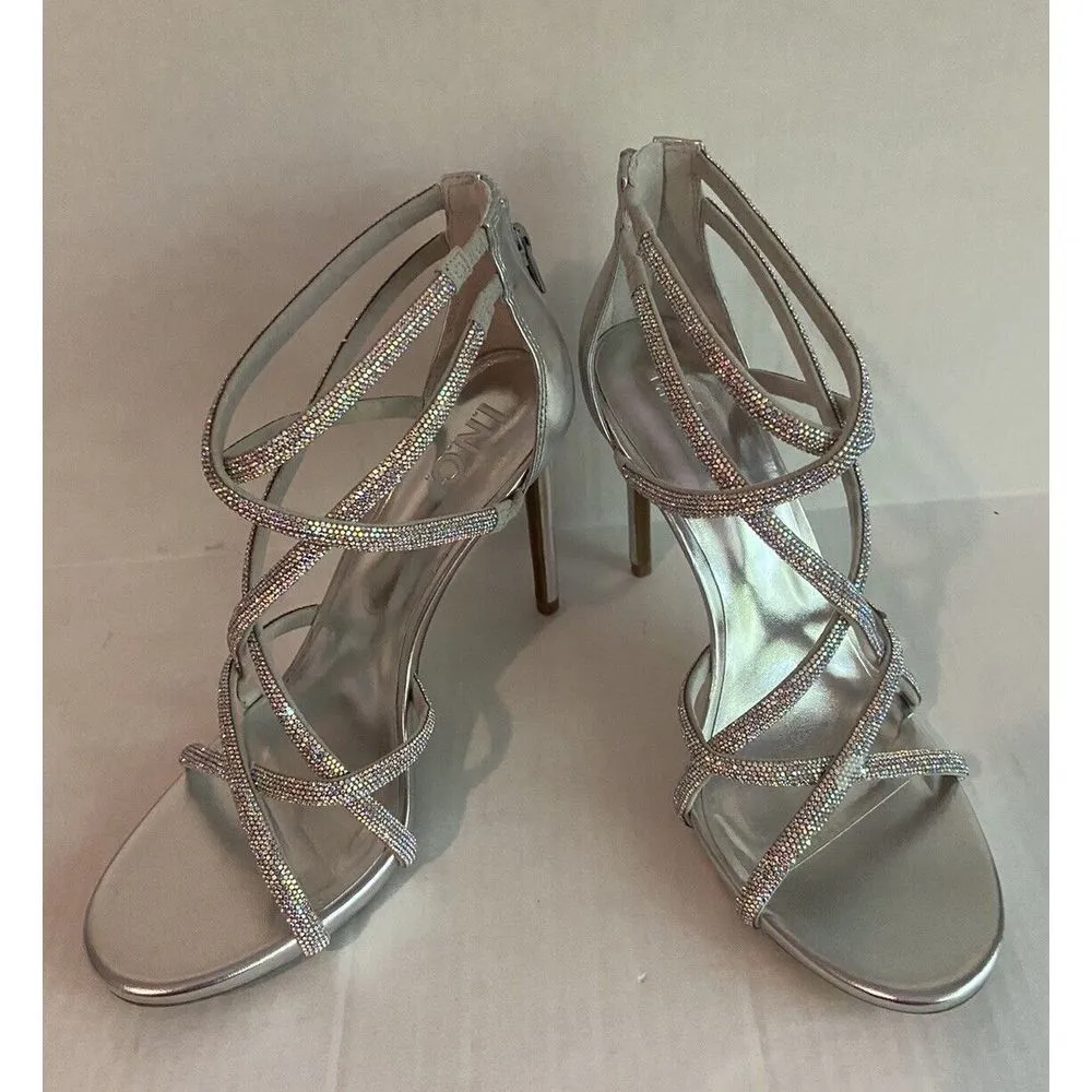 I.N.C. Nelle Strappy Stiletto Sandals/Silver Crystal/ Womens Size 8.5 New In Box - Image 4