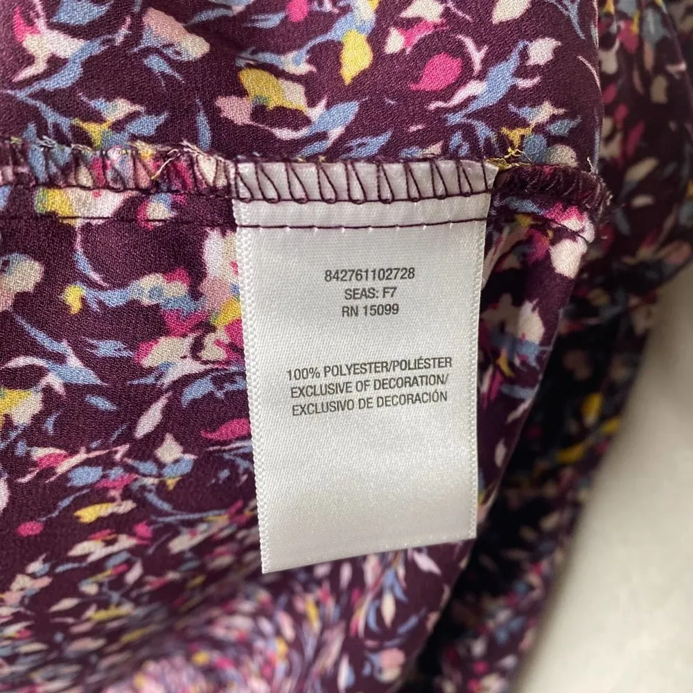 Simply Styled Long Sleeve Floral V-Neck Crochet Lace Peasant Blouse Medium Top - Image 8