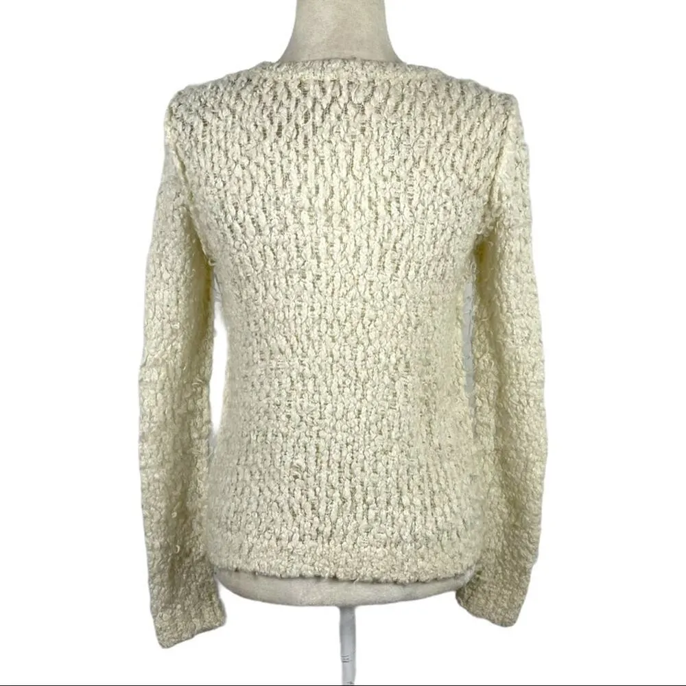 Free People Ivory Crew Neck Wool Blend Pullover M - Image 7