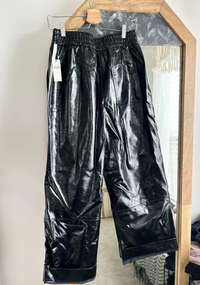 Anthropologie Maeve Faux Patent Leather Sporty Pull-On Pants - Image 7