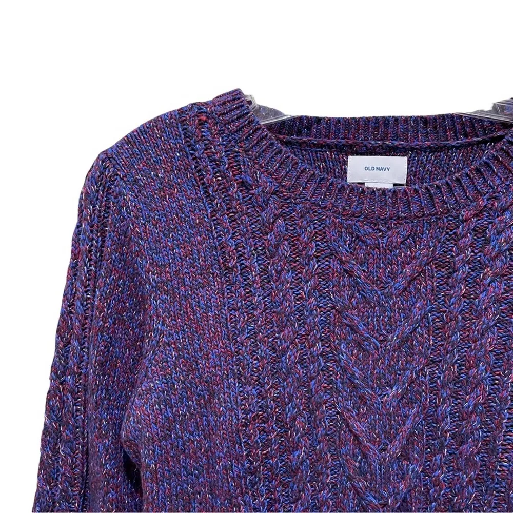 Old Navy Cable Knit Crew Neck Sweater Purple Size Large - Image 4