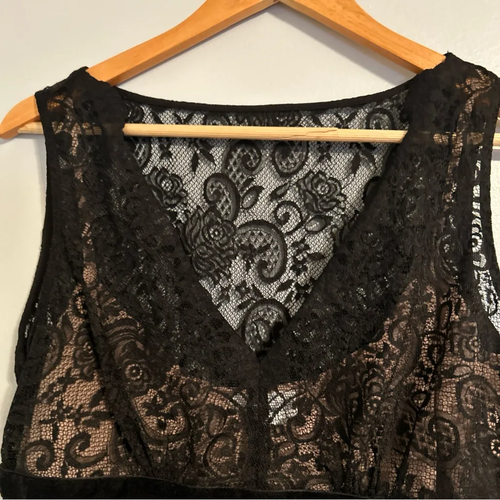 LOFT Black Lace‎ Tank Top whimsy goth grunge fairy lace - Image 3