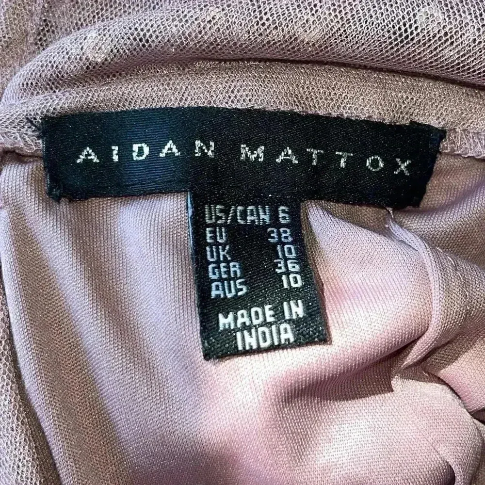 Aidan Maddox NWT Dusty Rose V Neck Long Sleeve Sequin Cocktail Dress‎ Size 6 - Image 4