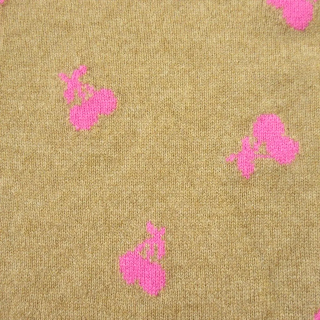 NWT J.Crew Long-sleeve Everyday Cashmere Crewneck in Camel Cherries Sweater L - Image 4