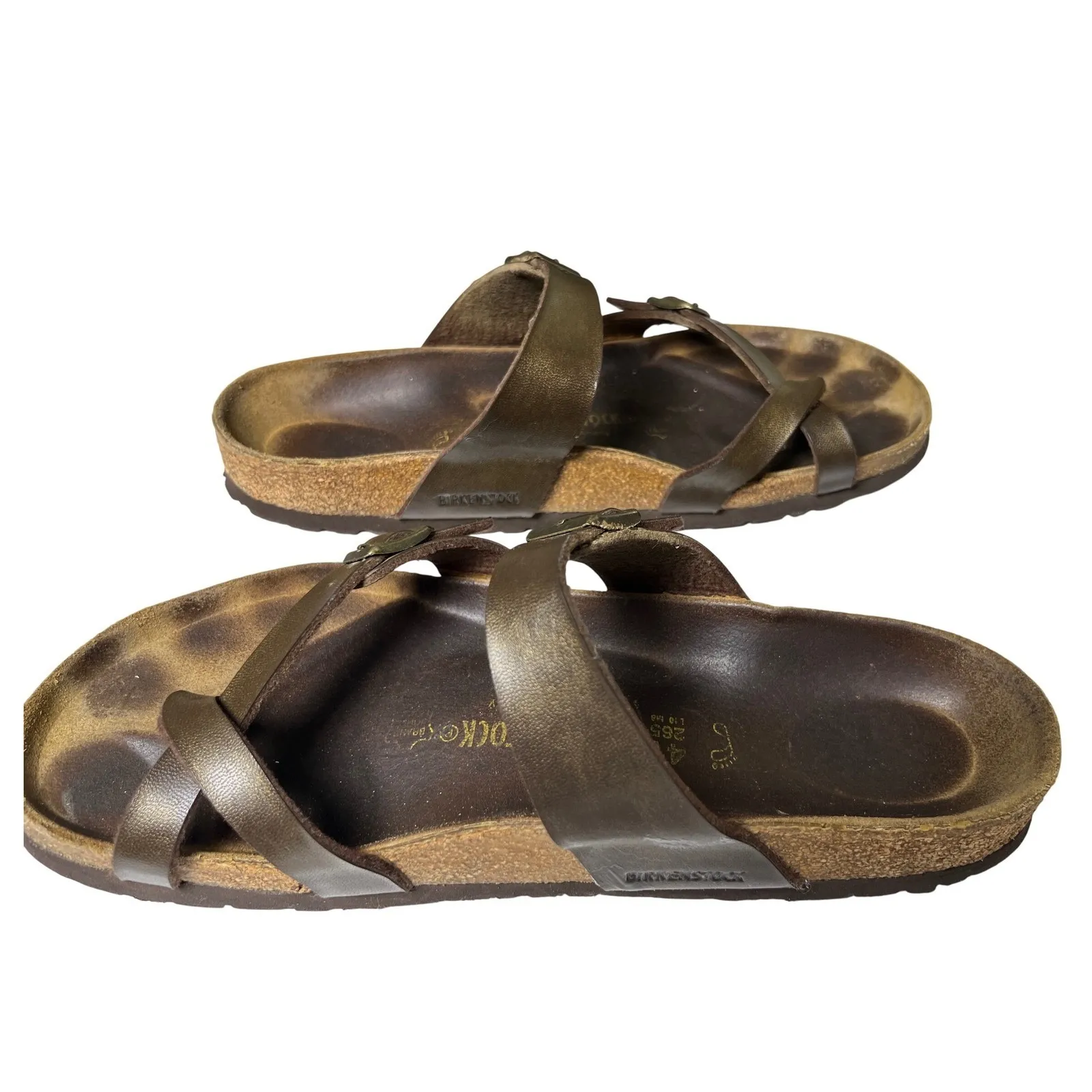Birkenstock Mayari Sandals Women's 41 US 10 Metallic Gold Brown Leather‎ Comfort - Image 3