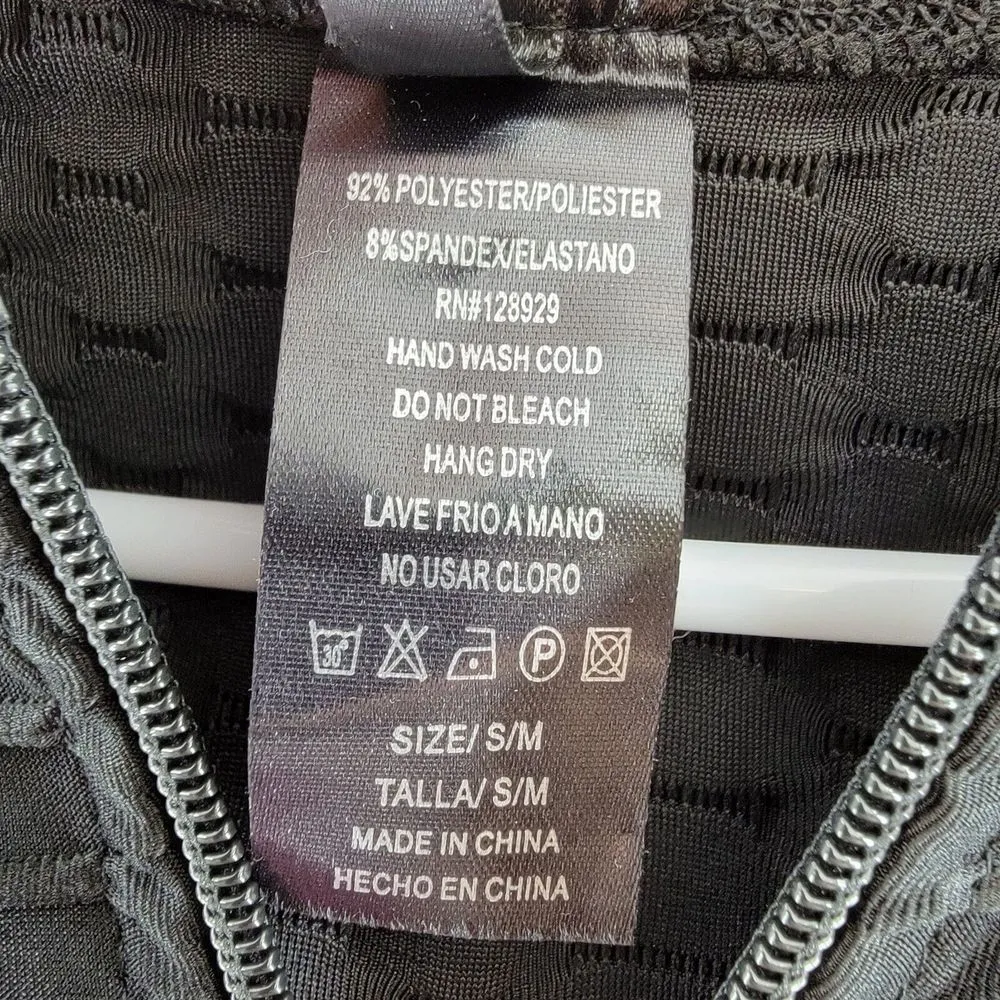 New Mix L/S Full Zip Activewear Hooded Jacket Women's Small Black Textured - Image 5