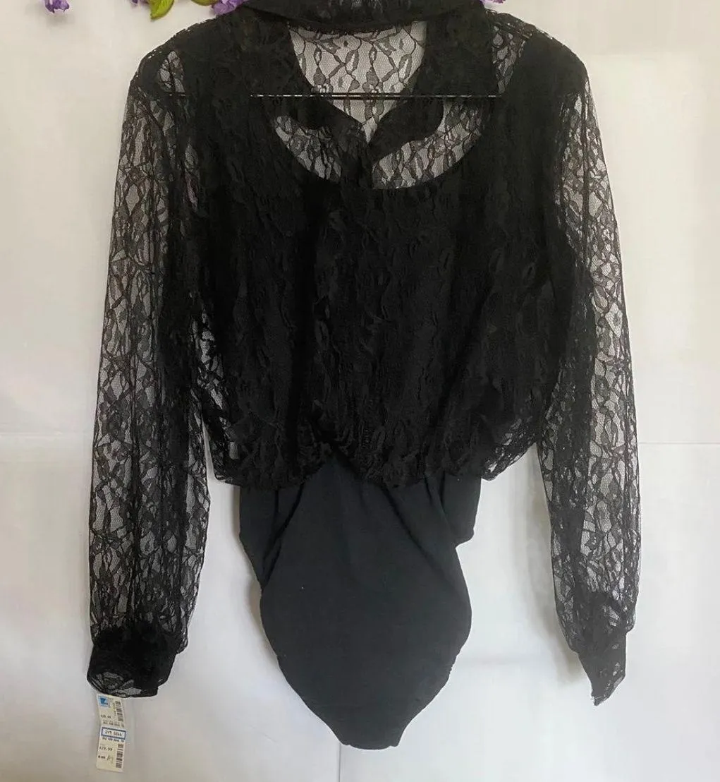 Marnie West Black Lacey body suit Size M - Image 2