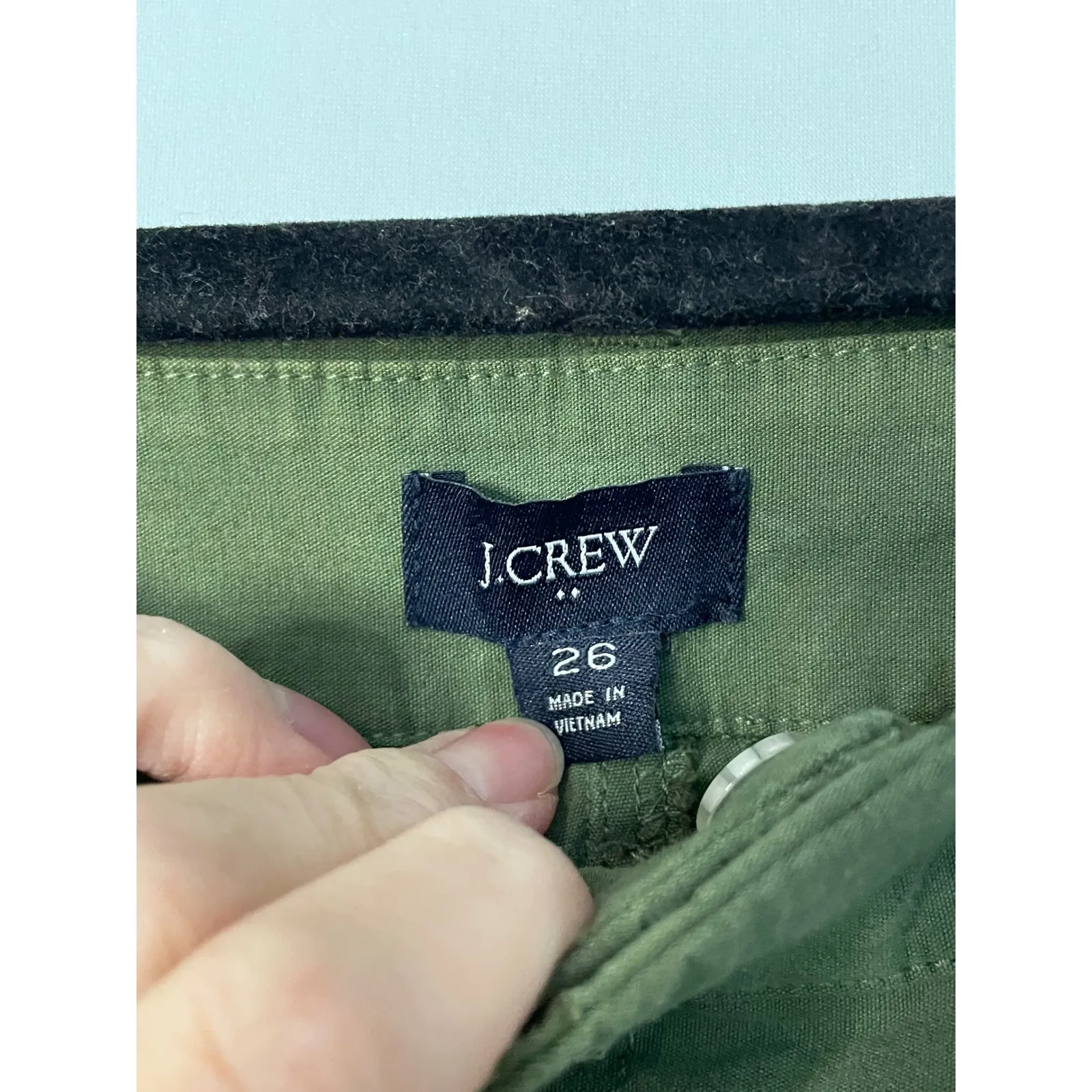 J. Crew High Waisted Wide Leg Cargo Pants Olive Green Size 26 - Image 5
