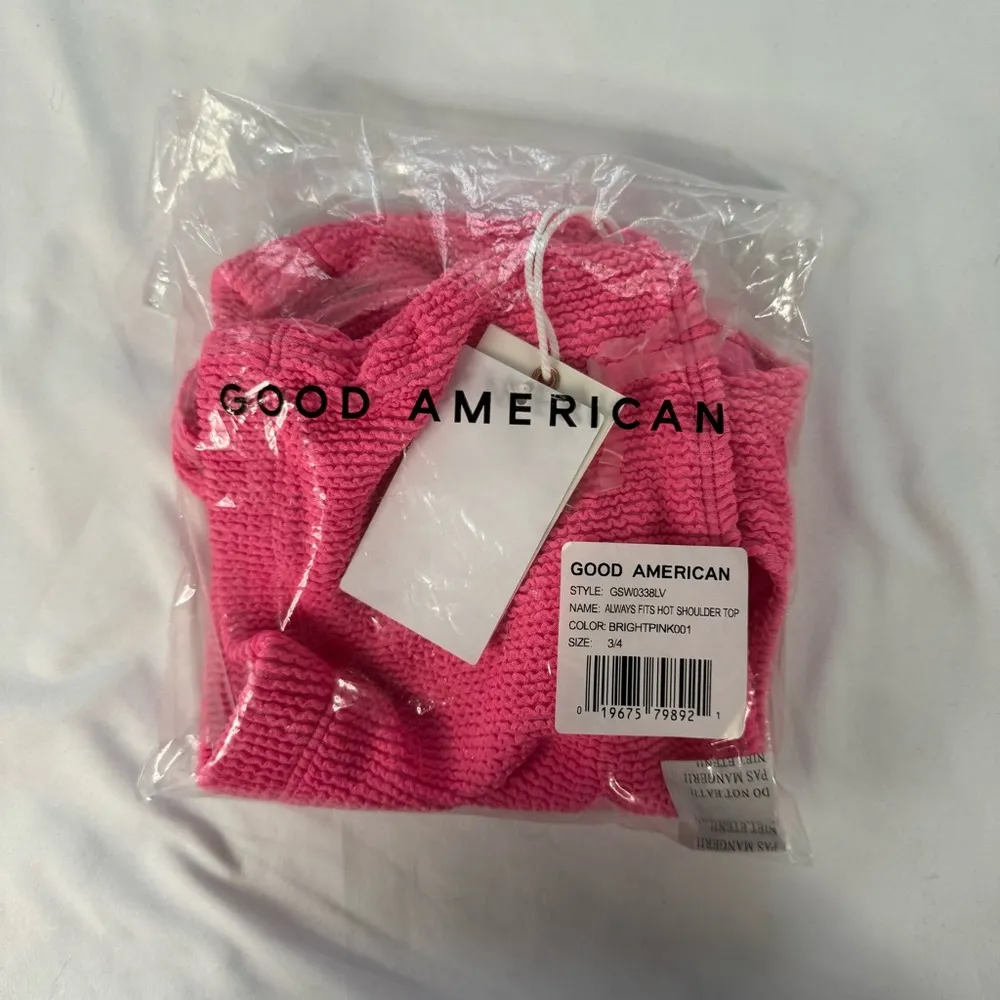 Good American Bright Pink Size 3/4 L/XL Always Fits Shoulder Bikini Top Barbie - Image 7