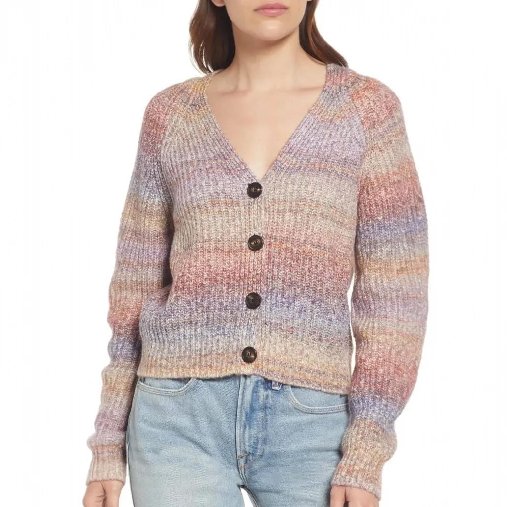 Rails Josie Space Dye Cardigan Amethyst Multi Knit Button Front Size Small - Image 12