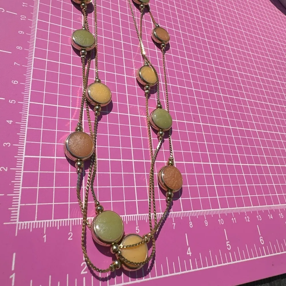 Ann Taylor Elegant Gold Necklace colorful reflective shiny pendants 24” NWT - Image 4