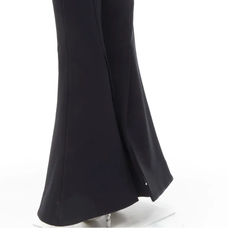 ELLERY Expressionism black polyester extra wide flared trousers pants Sz 6 - Image 3