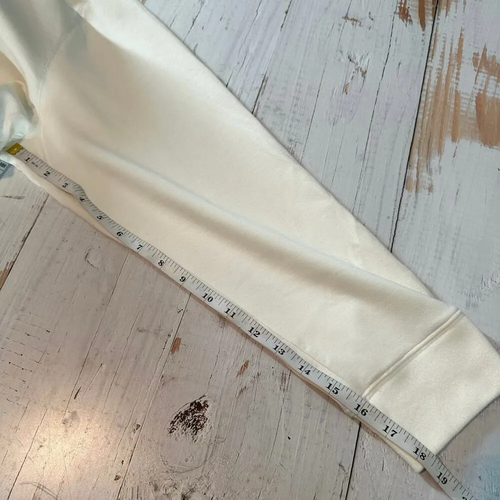 THEORY Cropped Half-Zip Viscose Sweatshirt Size XL Ivory - Image 13