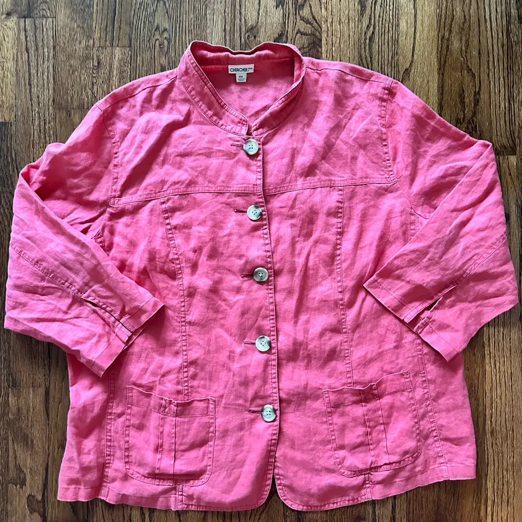 Vintage Cherokee Linen Button Up Top XXL - Image 2
