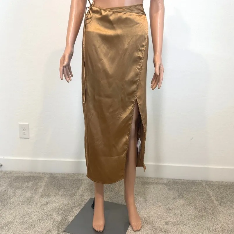 new Topshop 2 co-ord satin adjustable wrap tie midi skirt SK 3081 - Image 9