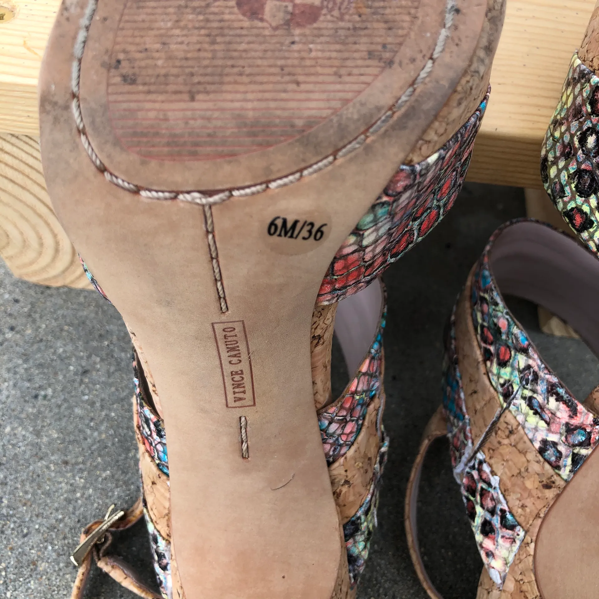 Snakeskin Cork Heel Sandals - Image 7