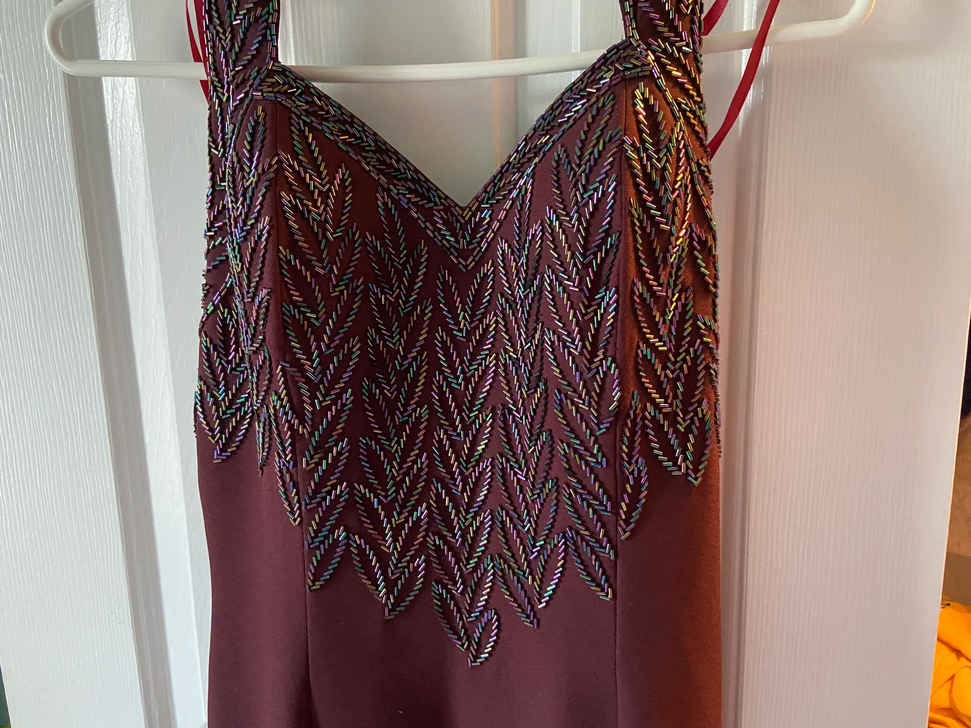 Vintage Beaded Burgundy Prom Dress Red Size 6 - Image 4