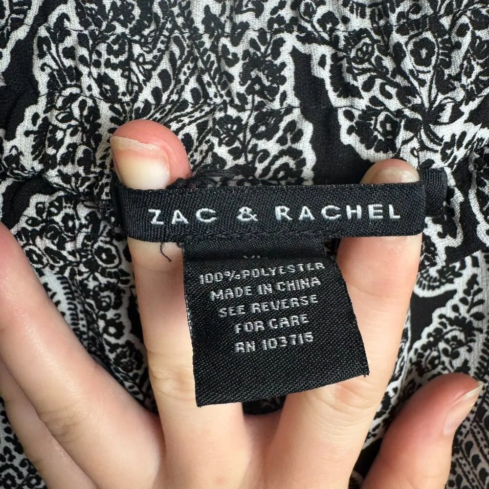 Zac & Rachel black white paisley lightweight wide leg pants size XL G34 - Image 3