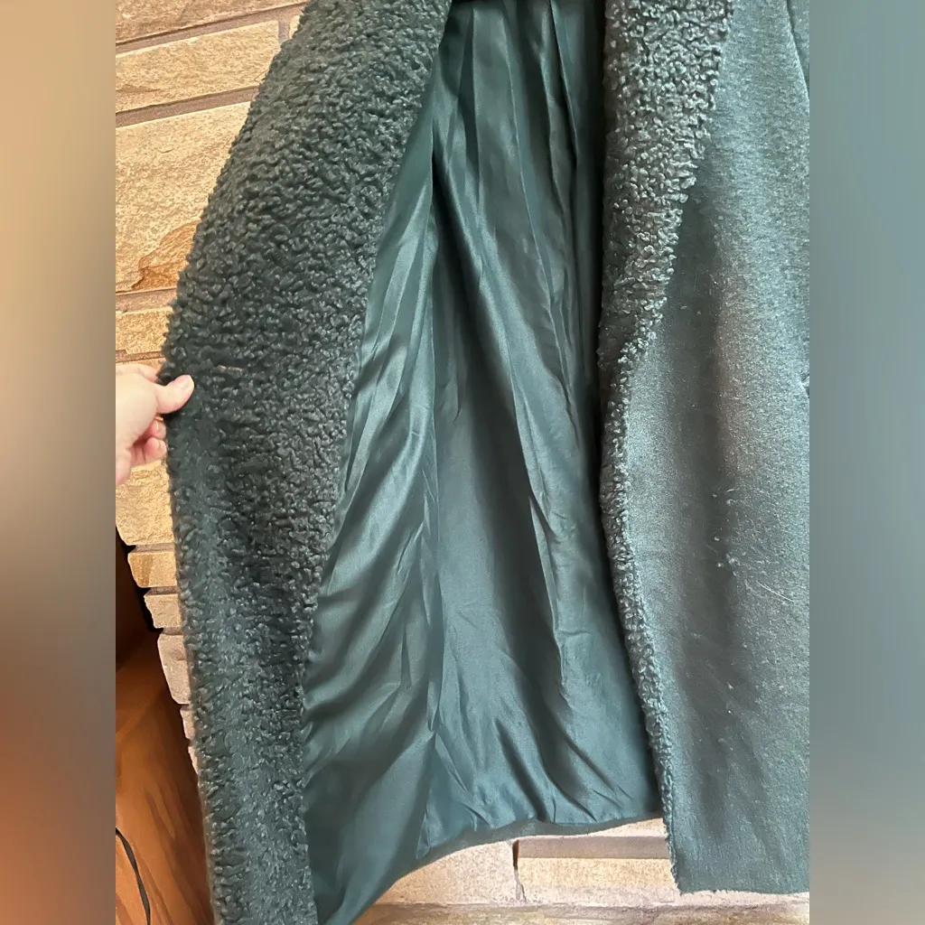 Anthropologie Hutch Colorblocked Sherpa-Trimmed Coat Green XS - Image 9