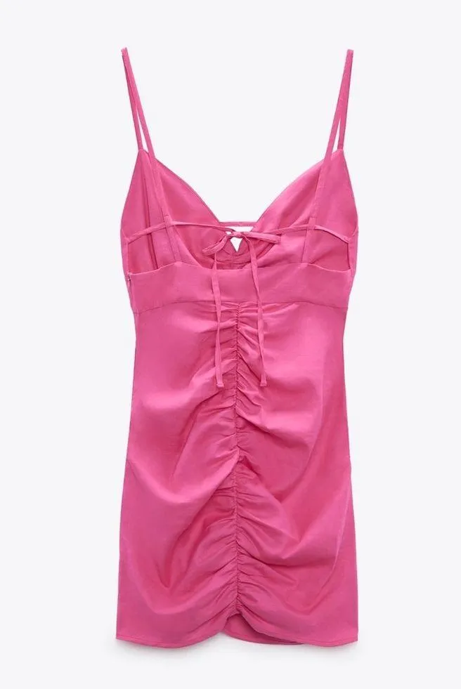 NWT ZARA DRAPED BEADED LINEN BLEND DRESS BLOGGERS FAV - Image 6