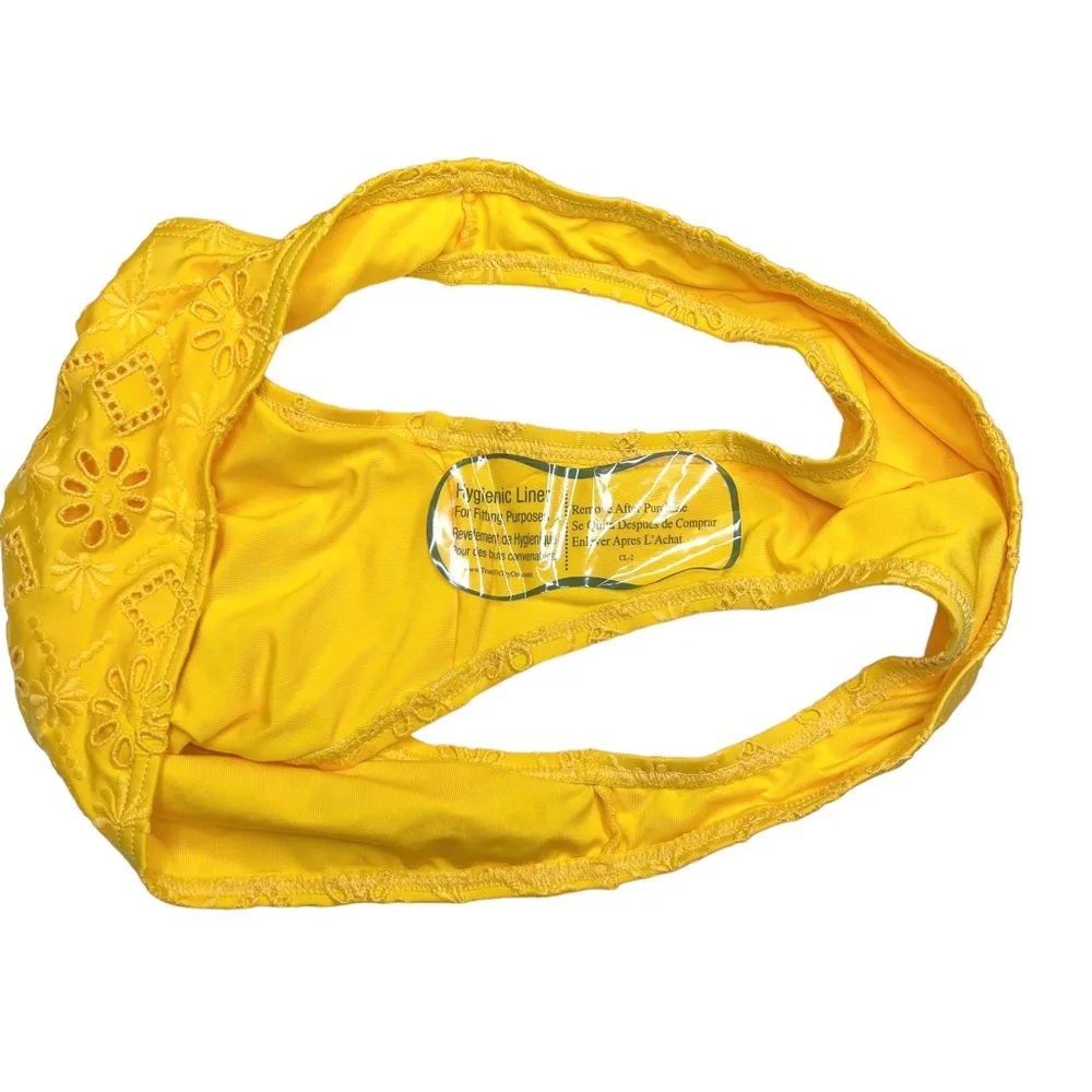 new  KSNY  Eyelet Bandeau Underwire Bikini Set  Saffron Yellow  L - Image 13