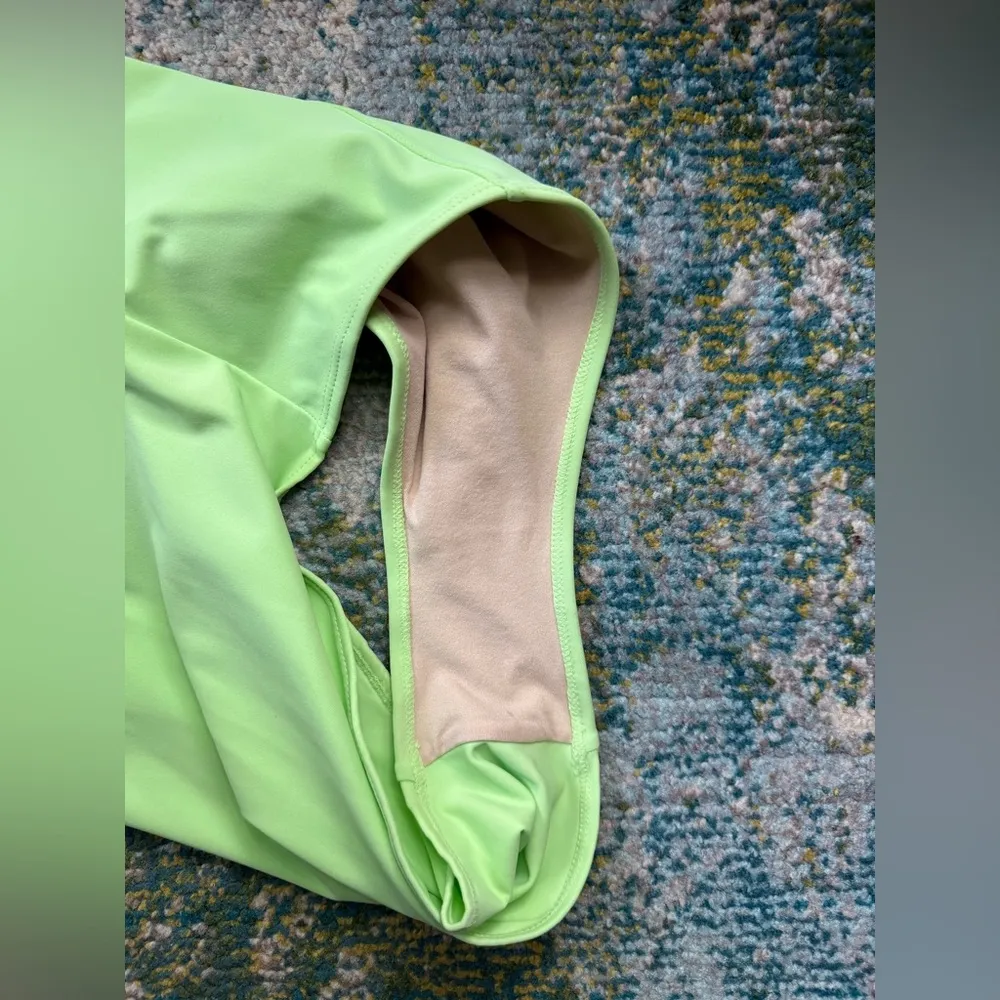 Vintage 90s Sun Streak Newport News neon green structured one piece, size 14 - Image 9