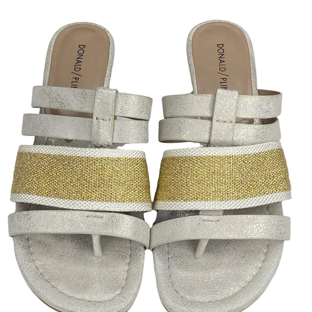Donald J Pliner ᪥ Dara Mesh Wedge Leather Sandals ᪥ Silver Gold Metallic ᪥ 8.5M - Image 10