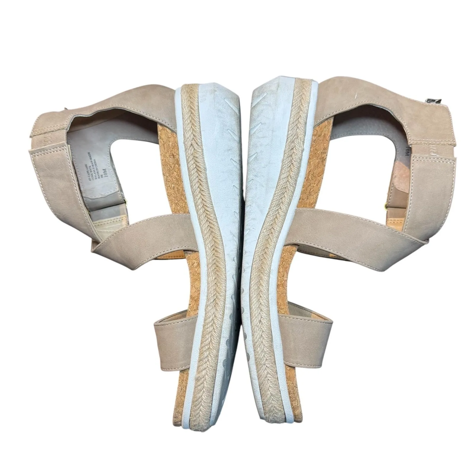 Adrienne‎ Vittadini Sport Sandals Womens Size 10 Taupe Cape Ann Wedge Back Zip - Image 8