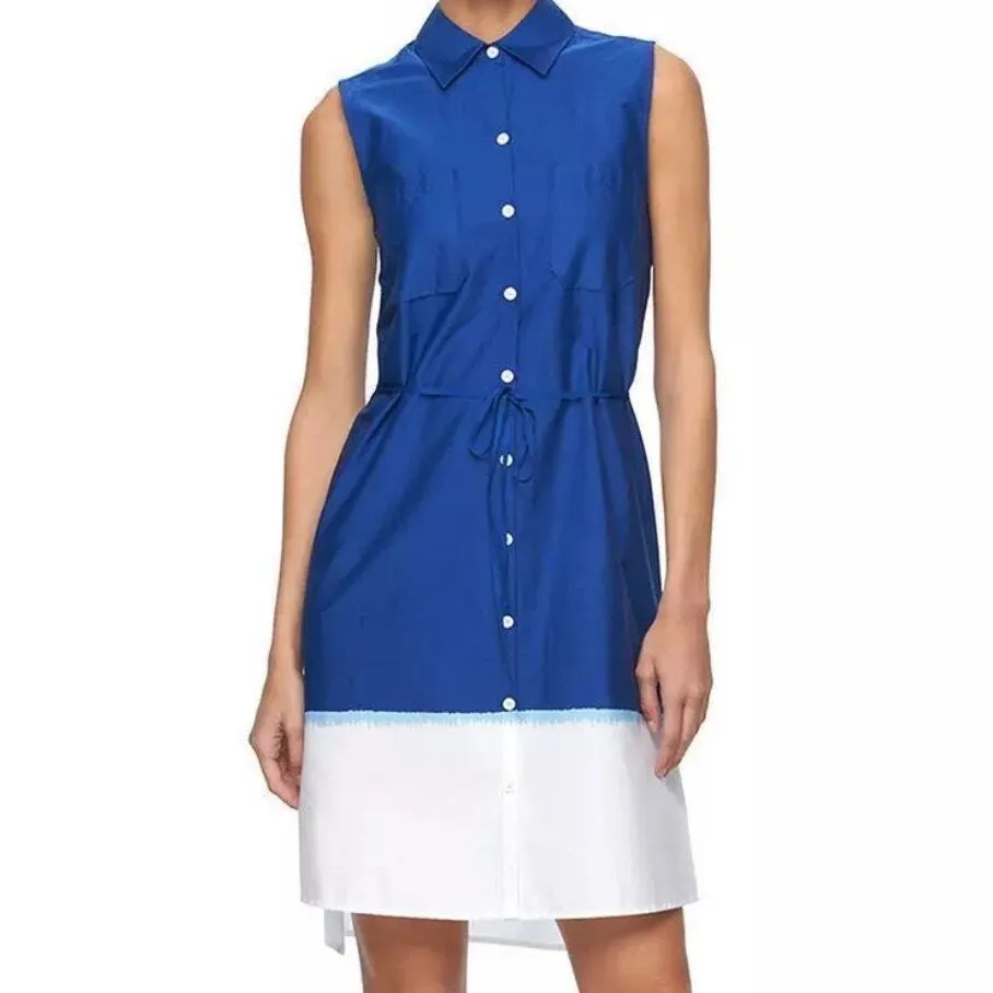 Reed Krakoff Dress Women's Size XL‎ Dip Dye Sleeveless Shirt Dress Blue & White - Image 11