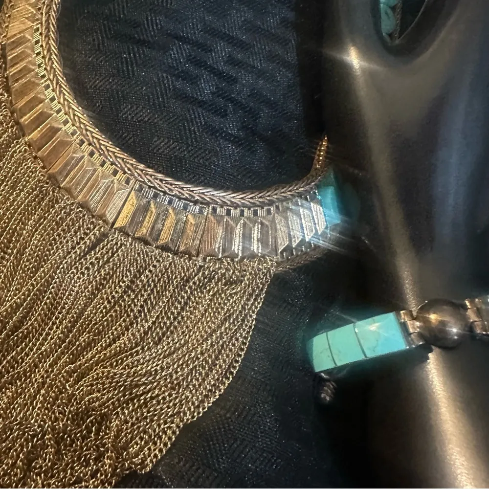 NWT Chicos Loren Bib Statement Reversible Necklace & Matching Bracelet Turquoise - Image 2