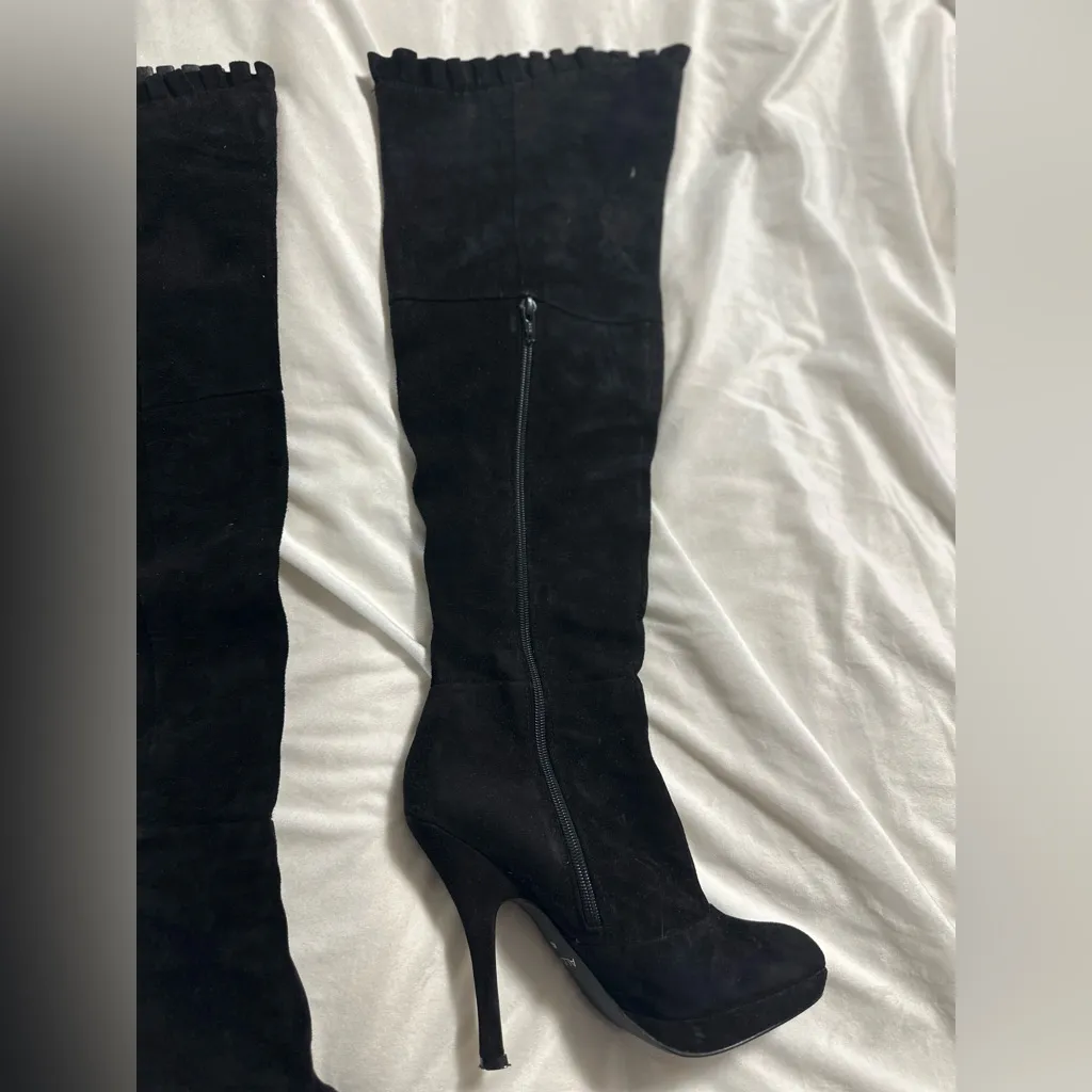 Aldo Black Suede Over the Knee Boots - Image 4